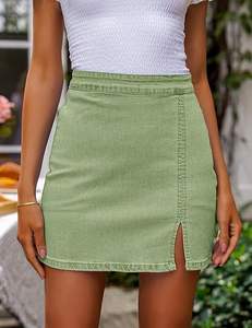 กระโปรงยีนส์สำหรับผู้หญิงกระโปรงผ้ายีนส์ป้องกันการยับน้ำหนักเบาสวมใส่สบายปรับได้ตามต้องการ - Product Image 3