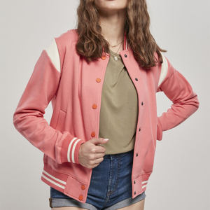 Meilleure vente rose pâle femmes médaillon collège fermeture éclair varsity veste Baseball veste pour femmes culture laine Letterman veste pour les femmes - Product Image 1