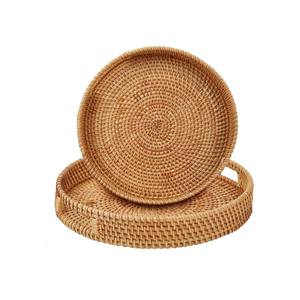 Bandeja de mimbre tejida ecológica hecha a mano para cestas de almacenamiento multifunción personalizables para alimentos, bebidas, frutas, Vietnam - Product Image 4