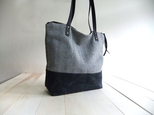 Bolsa de Mano Grande de Lona Encerada Negra con Cierre, Estilo Vintage, Tres Correas, Cuero Tweed, Hecha a Mano, Forro de Algodón Rojo, para Mujer - Product Image 5