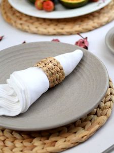 Fait de rotin forme ronde accessoires de table ronds de serviette maison et cuisine Ware tissu tenant anneaux prix abordable - Product Image 1