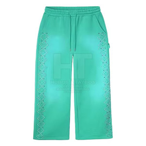 Design Your Own Logo Rhinestone <b>Trouser</b> Lightweight Casual Mid 100% Cotton Eco-Friendly Quick Dry Breathable <b>Drawstring</b> Men's - Product Image 5