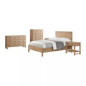 Fournisseur d'usine, ensemble de chambre à coucher Queen en bois moderne de 5 pièces <span class=keywords><strong>avec</strong></span> deux tables de chevet à 2 tiroirs, <span class=keywords><strong>étagère</strong></span> ouverte, bois flotté léger - Product Image 2