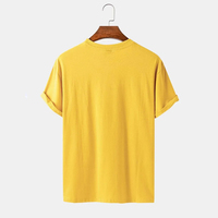 T-shirt d'été jaune à col rond en coton/fibre de bambou de haute qualité OEM, coupe oversize, manches courtes, séchage rapide, 300g, pour homme, avec logo personnalisé