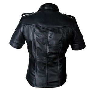 Camisas de cuero gay de color liso simple camisa de cuero gay transpirable de manga corta para hombres hecha en Pakistán - Product Image 4