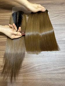 Extensions de cheveux crus vietnamiens vierges de couleur chaude Bundles de cheveux doux et naturels pour femmes avec fermeture à lacet - Product Image 6