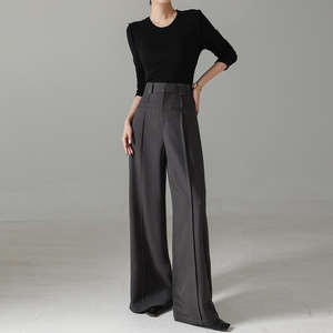 Pantalon de costume décontracté pour femme, taille haute, coupe ample, nouvelle mode printemps, uni, grande taille, anti-boulochage, longueur totale, braguette boutonnée - Product Image 5