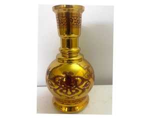 Cachimba de cristal de lujo de calidad superior, jarrón grabado al vacío dorado de 30 cm, efecto metálico, venta al por mayor, botella de cristal metálica, jarrón elegante - Product Image 6