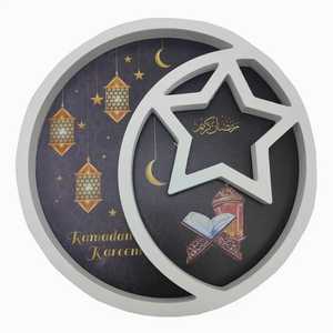 ถาดไม้พิมพ์ลายดอกไม้บานหรูหราถาดไม้สไตล์อาหรับทำด้วยมือสำหรับตกแต่งบ้านเดือนรอมฎอน - Product Image 3