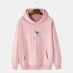 Sudadera con capucha de algodón grueso y pesado de gran tamaño para mujer Sudadera con capucha con logotipo personalizado con diseño forrado para el invierno - Product Image 1