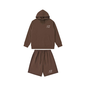 Ensemble survêtement deux pièces unisexe pour homme, couleur contrastée, sweat-shirt et short, 100% coton, coupe-vent, séchage rapide, grande taille pour l'hiver - Product Image 1
