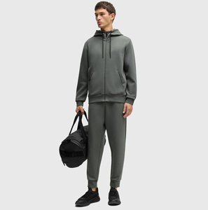 Survêtement de qualité supérieure 80% coton 20% polyester sweat à capuche zippé et pantalon coupe ajustée vêtements actifs survêtement pour hommes - Product Image 6