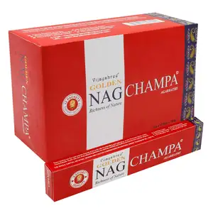 Vijayshree Golden Nag Champa contiene 180 varitas de incienso/Agarbathi natural con incienso de madera/Paquete de 12 agarbatti