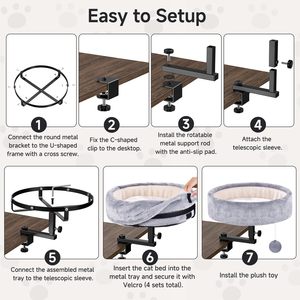 Mueble Moderno para Gatos con Forma de Isla para Escritorios de Oficina y Mesas de Juego, Giratorio 360°, Ajustable, Soporta 44 Libras - Product Image 6