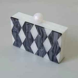 Nouveau accessoire de mode femmes mignon sac résine bleu rayé dîner sac à main femme mariage soirée sac à la mode fête boîte pochette sac à main - Product Image 2