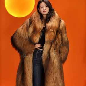 Marron Abrigo de <span class=keywords><strong>Mapache</strong></span> Pelo largo Mujer or Hombre - Product Image 2