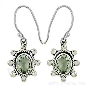 ต่างหูเงินแท้ 925 ชุบทอง ประดับพลอยสีเขียวอเมทิสต์ ดีไซน์วินเทจ สำหรับผู้หญิง ตกแต่งด้วยเพชรและเพทาย เหมาะสำหรับงานแต่งงานหรืองานเลี้ยง - Product Image 2