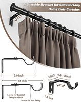Tringle à rideau classique en acier inoxydable noir anti-rouille en forme de U avec doubles supports pour la décoration de la douche et des fenêtres