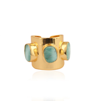 Larimar Edelstein verstellbarer Ring 18 Karat vergoldet Breitband klobigen Messing Schmuck Boho Statement Ring für Frauen Großhandel Schmuck