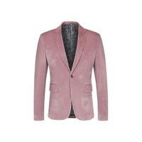 Blazer décontracté croisé pour homme en velours 100 % polyester imperméable coupe ample – Collection Printemps