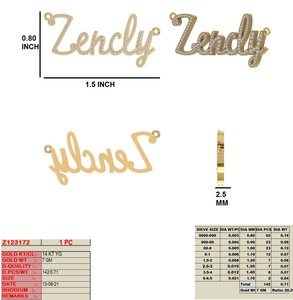 Pendentif unisexe en diamant naturel de 0,71 ct en or jaune 14 carats 7gm collier personnalisable avec nom de style Hip Hop pour fiançailles - Product Image 3