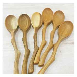 Cuillères en bois écologiques, outils de cuisine faits à la main du Vietnam, ensemble de cuillères à long manche en bois naturel pour cuisiner et servir - Product Image 1