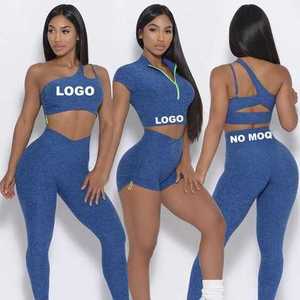 Ensemble de soutien-gorge et Legging avec Logo personnalisé, taille haute, pantalon et pantalon de Yoga, entièrement Sublimation pour dames - Product Image 4