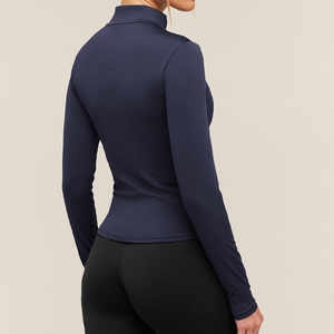 Veste de sport pour femme, écologique, respirante, extensible dans quatre directions, à manches longues, zippée, coupe ajustée, pour la course à pied et le yoga, avec poches - Product Image 6