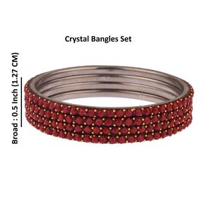 Ensemble de bracelets indiens pour femmes CZ Crystal Studded Bridal Bangle Bracelet Jewelry Wholesale, Persan Red - Product Image 4