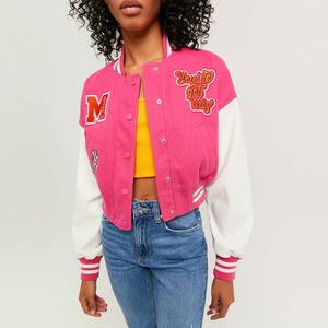 Nouveautés 2026 – Blouson universitaire court en laine coupe-vent et respirant, écologique, pour femme, style sport décontracté, veste de baseball tendance - Product Image 3