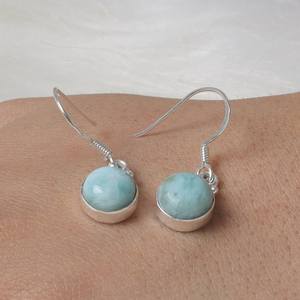 Haute qualité 925 argent Sterling bohème religieux boucles d'oreilles goutte Larimar pierres précieuses bijoux pour filles approvisionnement en vrac mode élégante - Product Image 3