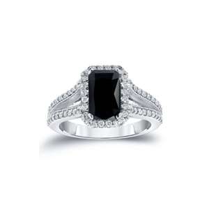 <b>Black</b> 2.10 TCW Emerald Cut Split Shank Moissanite <b>Ring</b> for <b>Women</b>/ 925 Sterling Silver Wedding Fitting Moissanite <b>Ring</b> - Product Image 1