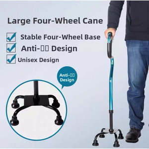 Bastón de apoyo para caminar de base ancha, ajustable, con cuatro patas, antideslizante, para asistencia en la movilidad y estabilidad. - Product Image 2