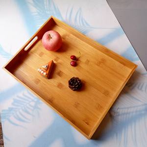 Plateau Plateau de service à thé en bois de bambou avec poignée plateau multifonction en forme de rectangle pour restaurant hôtel usage domestique - Product Image 2