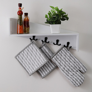 Mitaines de four 100% coton avec bande de silicone porte-casseroles verts pour la cuisson au micro-ondes Protection des aliments à domicile pour les restaurants - Product Image 2