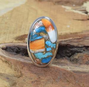 Oyster Turquoise Ring 925 Sterling Silver Oval Gemstone Handmade Jewelry <b>Women</b> December Birthstone Gift - Product Image 3