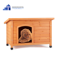 Maison pour animaux de compagnie en bois avec station d'alimentation et rangement, abri extérieur moderne et écologique pour chiens de taille moyenne, fabriqué au Vietnam