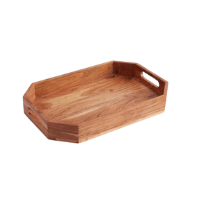 Utensilios de cocina elegantes Diseño antiguo Bandeja DE SERVICIO DE MADERA Asas Material ecológico Acabado natural para bandeja de servicio de desayuno - Product Image 1