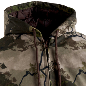 Chaqueta de Camuflaje Bosque Oscuro de Alto Contraste para Hombre con Capucha Protectora, Cierre Completo y Bolsillos Grandes con Solapa Utilitaria, Ropa para Exteriores - Product Image 4