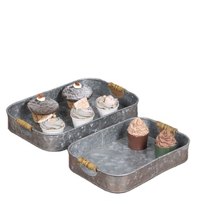 Plateau métallique d'emboîtement rectangulaire galvanisé utilisation pour la maison hôtel Bar mariages Occasions nouveaux Designs acheteurs commerciaux fait à la main - Product Image 1