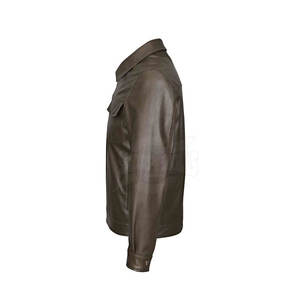 Veste en cuir fine de qualité supérieure à col montant, chaude et confortable pour homme, vente en ligne - Product Image 4