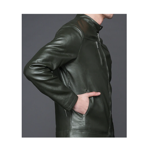 Nouvelle veste en cuir de couleur Olive pour homme, Logo personnalisé, élégante, fabriquée avec des matériaux de haute qualité, disponible à des prix raisonnables - Product Image 6