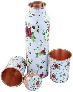 Bouteille en cuivre de vente chaude avec un design attrayant Bouteille d'eau en métal écologique entièrement finie avec couvercle - Product Image 3