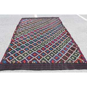 Tapis vintage 6,5x10,2 pieds, grand tapis turc, tapis marocain en laine rouge et bleu - Product Image 1