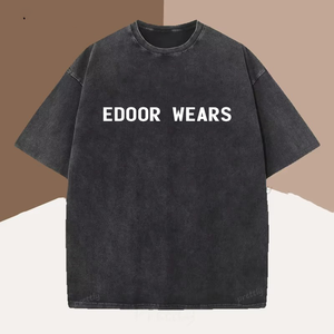 T-shirt vert oversize à manches courtes et col rond Edoor Wears, design imprimé minimaliste, streetwear non tissé, éco-responsable, pour homme - Product Image 5