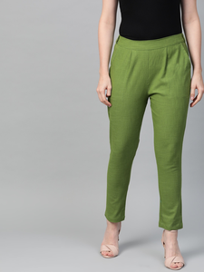Pantalon décontracté pour femmes, coupe régulière, en coton vert, tissu doux et respirant, pour le travail, les voyages et le quotidien - Product Image 4