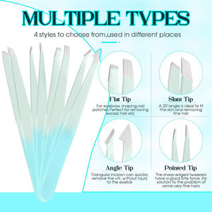 Kits de pinzas para pestañas de papel multicolor Juego de pinzas para el cuidado de las cejas con agarre antideslizante con estuche de cuero azul - Product Image 4