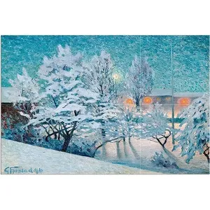 Invierno noche paisaje arte azulejo Mural cocina pared Backsplash en mármol cerámica pared murales categoría de producto - Product Image 1