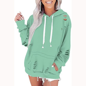 Sweat à capuche de sport pour femme en coton vierge brodé sur mesure Sweats à capuche respirants anti-boulochage pour femme - Product Image 1