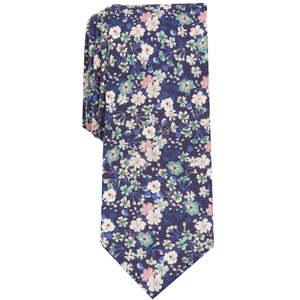 Bar III Men's Snyder Skinny Floral <b>Tie</b> Green Size Regular Printed Pattern <b>Polyester</b> and Cotton Material - Product Image 2